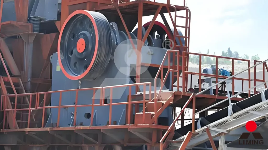 Heavy-duty Liming C6X series Jaw Crusher processing large diabase boulders at a quarry
