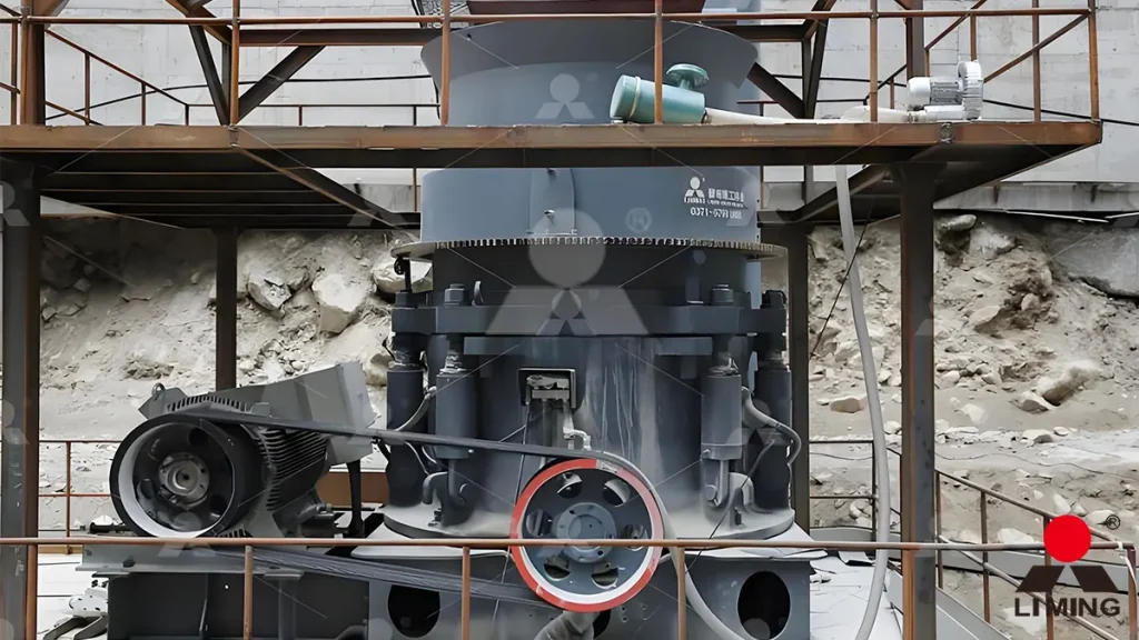 Liming HPT200 multi-cylinder hydraulic cone crusher producing aggregate
