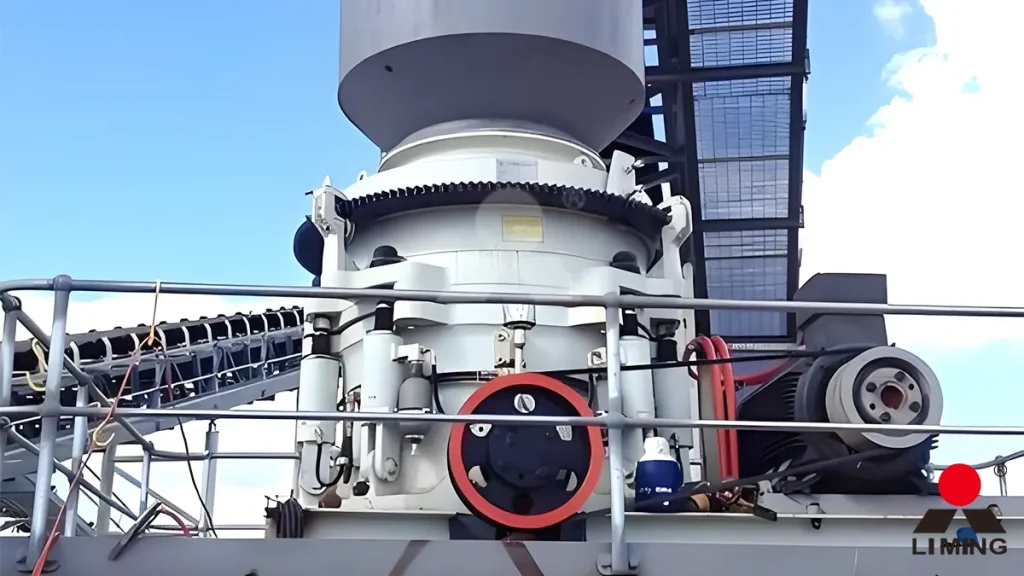 HPT300 Multi-Cylinder Hydraulic Cone Crusher sizing feldspar ore for the ball mill grinding circuit