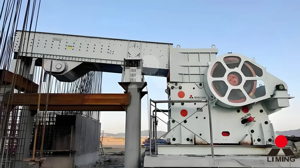 Liming C6X series jaw crusher processing large boulders at a quarry site