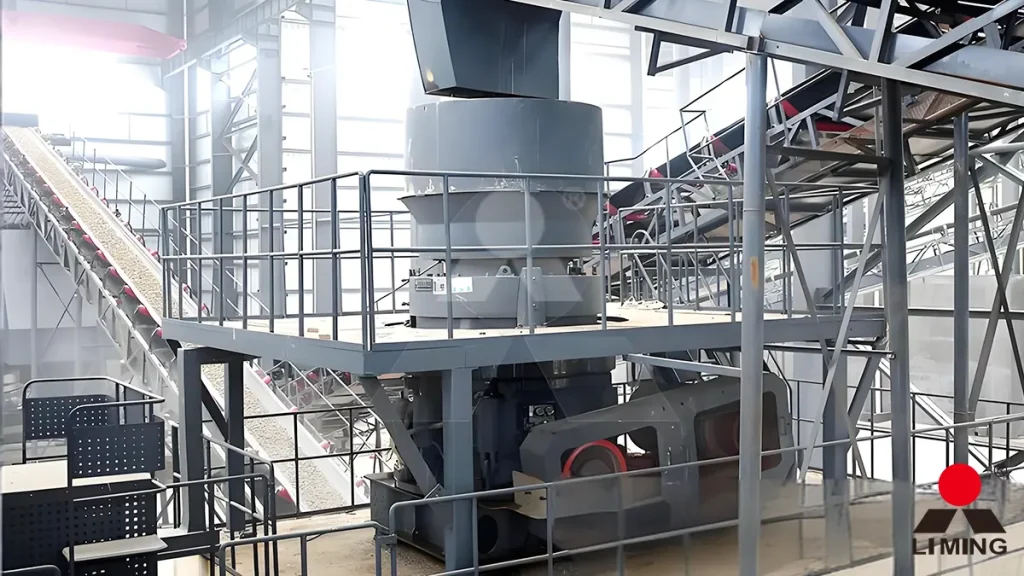 Liming HPT series multi-cylinder hydraulic cone crusher processing highly abrasive silica ore at a secondary crushing station